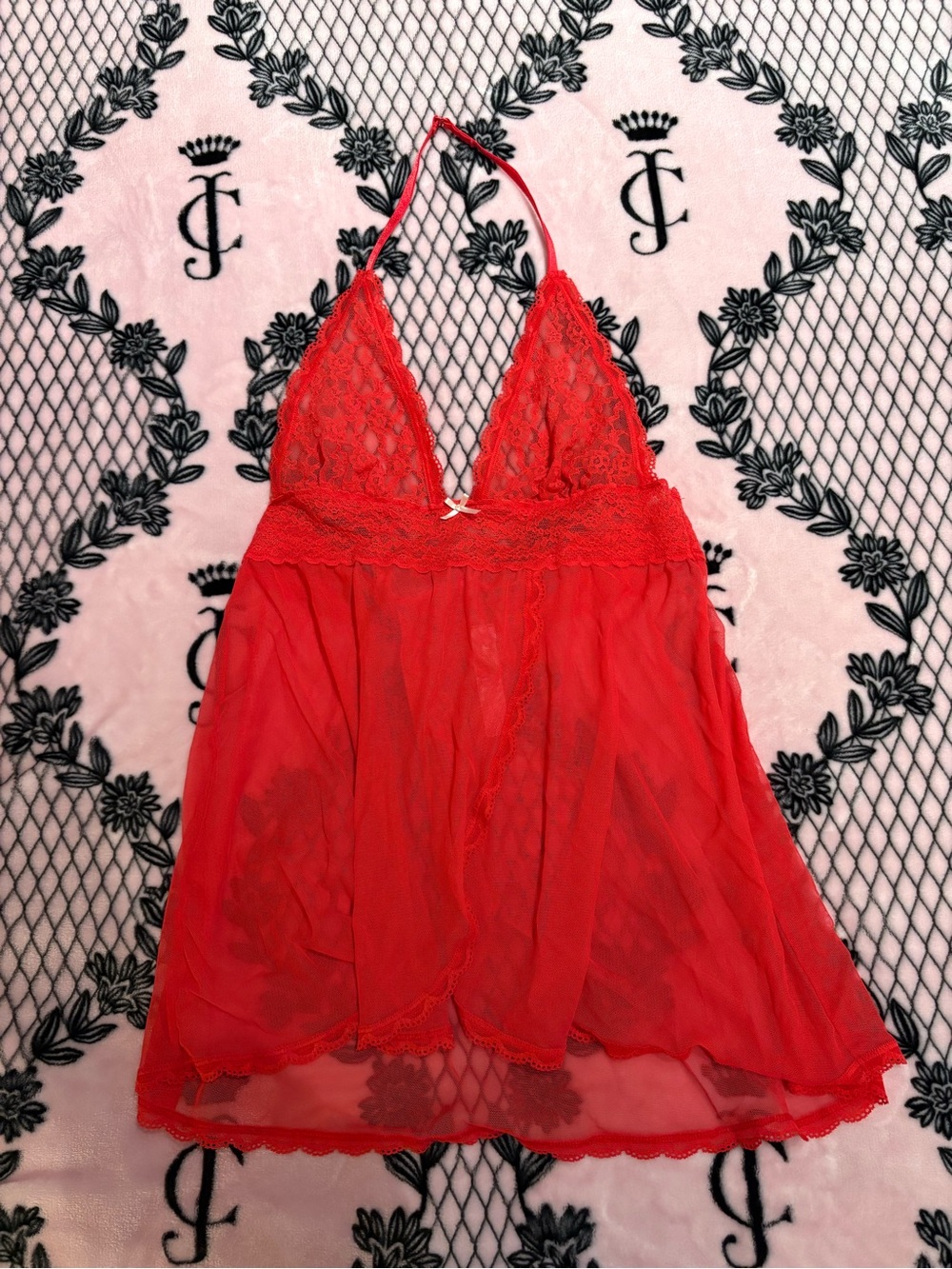 Victoria’s Secret Red Lace Sheer Babydoll Lingerie Nightie